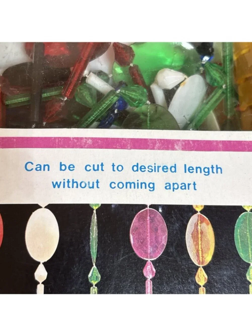 Pop Art Rainbow Beaded Curtain for Doorway Draperies Dividers 60s Polystyrene